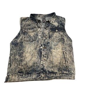 THRILLS 1994 Denim Sleeveless Distressed Moto‎ Vest 4X